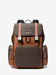 Cooper Logo and Faux Leather Backpack - BROWN - 37S2LCOB2B