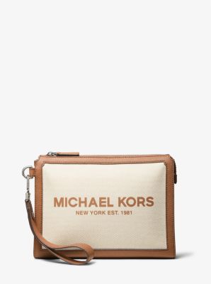 Cooper Large Two-Tone Canvas Pouch | Michael Kors
