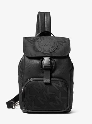 Michael Kors Black/White Nylon and Leather Kent Backpack Michael