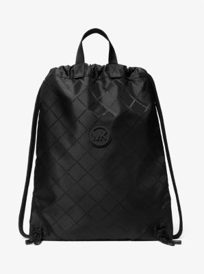Michael Michael Kors - Black Pebbled Leather Drawstring Backpack
