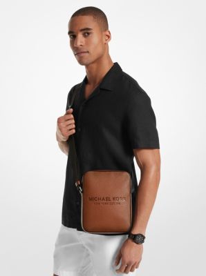 Cooper Logo Embossed Pebbled Leather Flight Bag