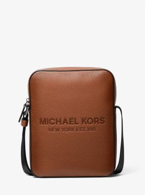 Michael Kors Cooper Logo Embossed Pebbled Leather Flight Bag In Brown