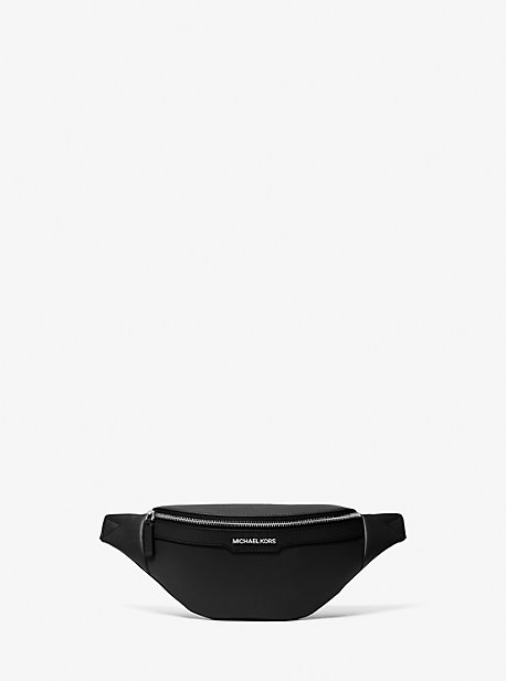 Shop Michael Kors Cooper Small Leather Belt Bag In Black