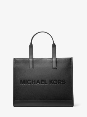 Cooper Logo Embossed Pebbled Leather Tote Bag Michael Kors