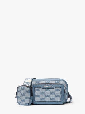 Cooper Logo Jacquard Camera Bag in DENIM | Michael Kors
