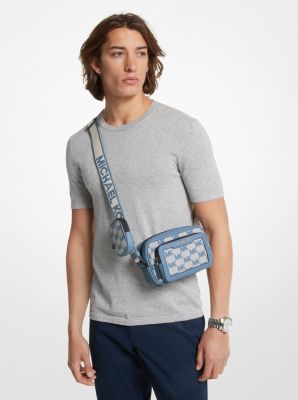 Cooper Logo Jacquard Camera Bag in DENIM | Michael Kors
