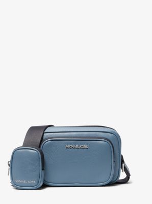 Michael Kors Cooper Pebbled Leather Camera Bag In Blue