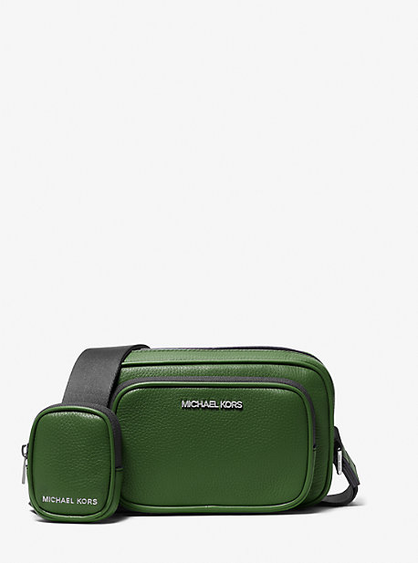 Michael Kors Cooper Pebbled Leather Camera Bag In Green