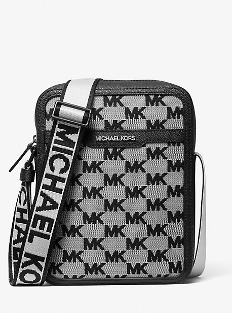 Shop Michael Kors Cooper Logo Jacquard Flight Bag In Black