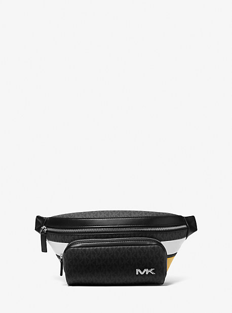 Michael Kors Rivington Striped Logo Belt Bag In Black