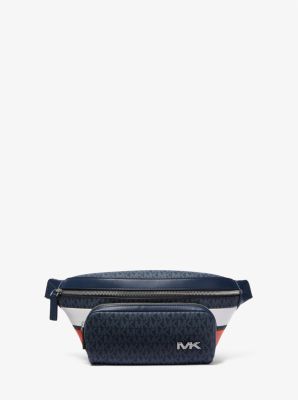 Michael Kors Rivington Striped Logo Belt Bag In Blue