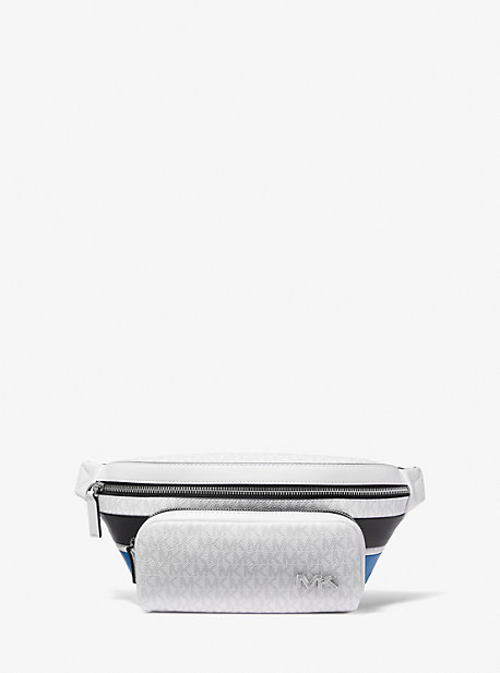 Michael Kors Rivington Striped Logo Belt Bag In White