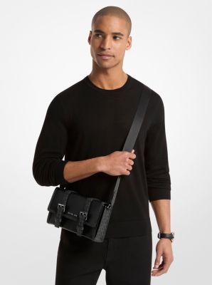 Sac &agrave; bandouli&egrave;re mallette Cooper en cuir grain&eacute; &agrave; logo Signature in NOIR | Michael Kors