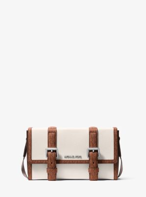Cooper Pebbled Leather and Signature Logo Trunk Crossbody Bag in LT CRM/LUGG | Michael Kors
