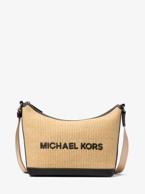 Cooper Medium Crocheted Crescent Crossbody Bag in NATURAL | Michael Kors