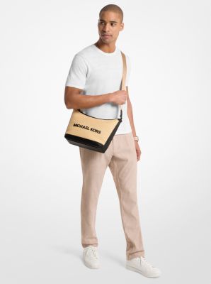 Cooper Medium Crocheted Crescent Crossbody Bag in NATURAL | Michael Kors