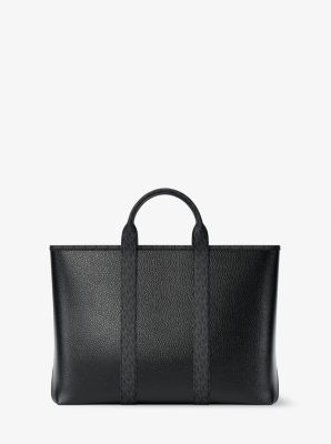 Sac fourre-tout Cooper de taille moyenne en cuir grain&eacute; &agrave; logo Signature in NOIR | Michael Kors