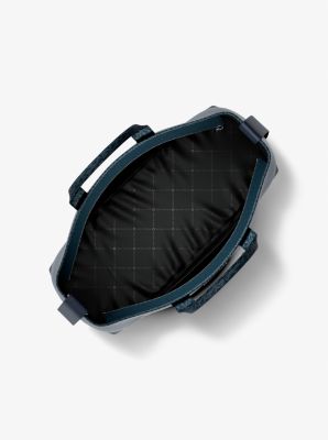 Cooper Medium Pebbled Leather and Signature Logo Tote Bag in NAVY | Michael Kors