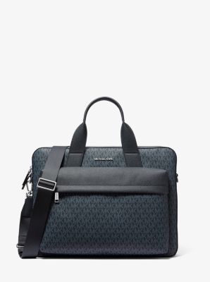 Pacey Medium Signature Logo Pocket Briefcase in ADMRL/PLBLUE | Michael Kors