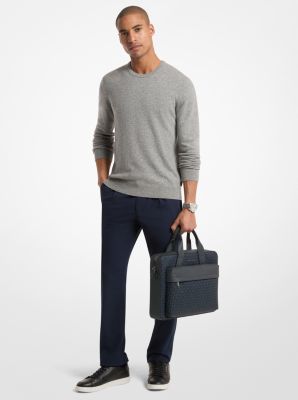 Pacey Medium Signature Logo Pocket Briefcase in ADMRL/PLBLUE | Michael Kors