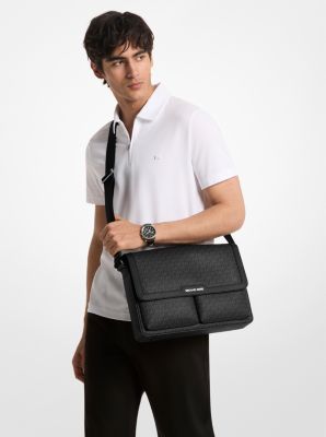 Sac messager Pacey de taille moyenne &agrave; logo Signature in NOIR | Michael Kors