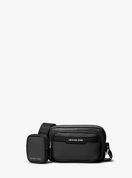 Shop Michael Kors Cooper Pebbled Leather Camera Bag In Black
