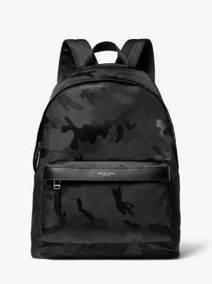 Michael Kors Black Camouflage Nylon and Leather Kent Backpack