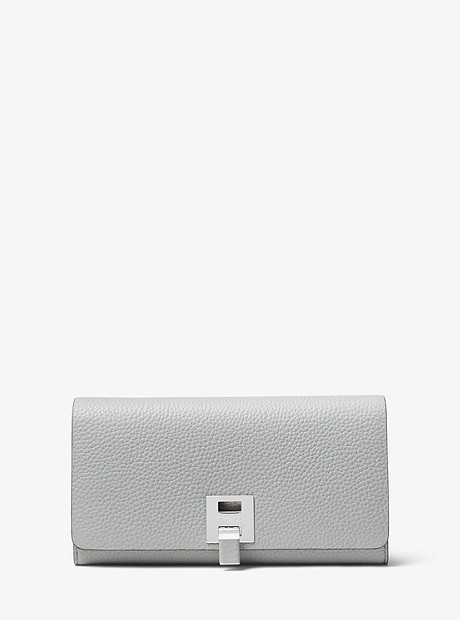 Bancroft Pebbled Calf Leather Continental Wallet - PEARL GREY - 37T7PBNE2T