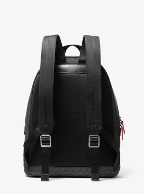 NWT Michael Kors Mens Cooper Logo Backpack Large (Black Signature / Red  Stripe)