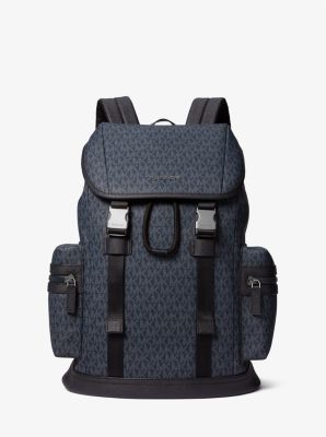MICHAEL KORS Mens COOPER Pocket Rucksack Backpack In BLACK MK Leather Faux  Fur
