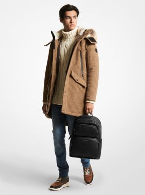 MICHAEL KORS Mens COOPER Pocket Rucksack Backpack In BLACK MK Leather Faux  Fur