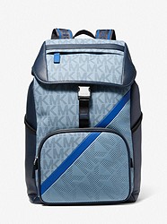 Cooper Embossed Faux Leather and Logo Stripe Backpack - CHAMBRAY - 37U2LCOB6L