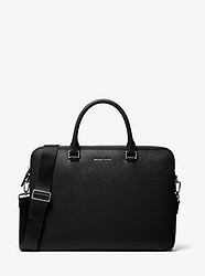 Harrison Slim Saffiano Leather Briefcase - BLACK - 37U9MHRA6L
