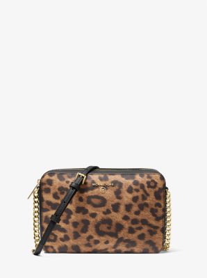 Jet Set Large Leopard Print Canvas Crossbody | Michael Kors