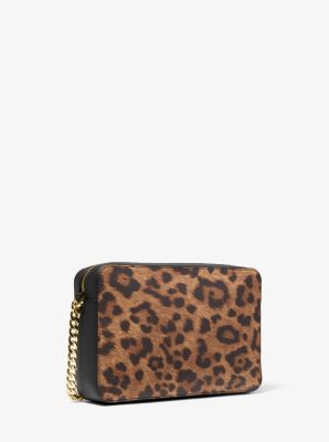 Jet Set Large Leopard Print Canvas Crossbody Michael Kors