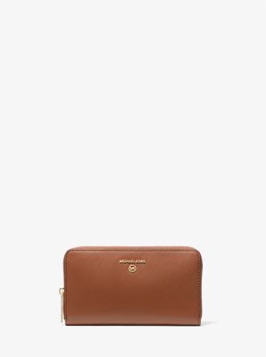 Billetera Jet Set Charm mediana de cuero saffiano in LUGGAGE | Michael Kors