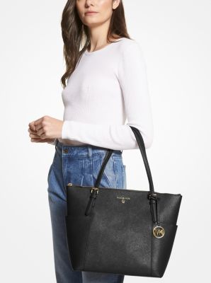 Jet Set Medium Saffiano Leather Top-zip Tote Bag