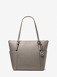 Jet Set Large Saffiano Leather Top-Zip Tote Bag - PEARL GREY - 38F1CT9T8L