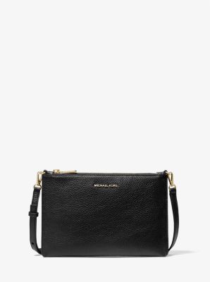 Large Pebbled Leather Double-Pouch Crossbody Bag