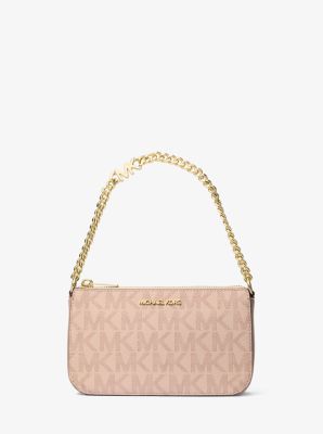 Thumbnail - MK Pochette Jet Set Small Mit Signature-Logomuster Und Kette - Rosa - Michael Kors