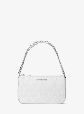 MK Pochette Jet Set Small Mit Signature-Logomuster Und Kette - Grau