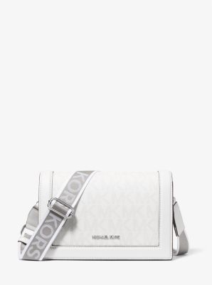 Grand sac à bandoulière Jet Set à logo Signature in BLANC OPTIQUE/ALUMINIUM | Michael Kors