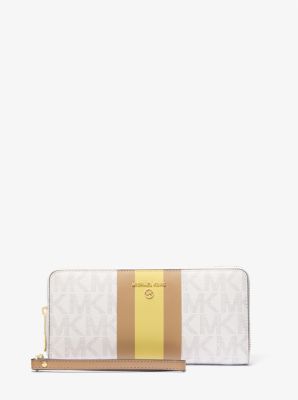 Jet Set Charm Large Signature Logo Stripe Continental Wallet