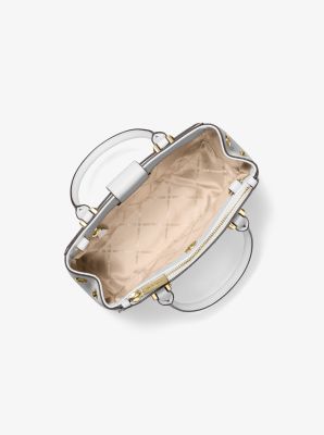 Bolso satchel Gibson peque&ntilde;o de piel saffiano in BLANCO INTENSO | Michael Kors