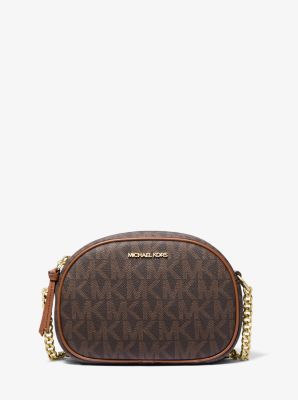 MK Ovale Umhängetasche Jet Set Small Mit Signature-Logomuster - Braun