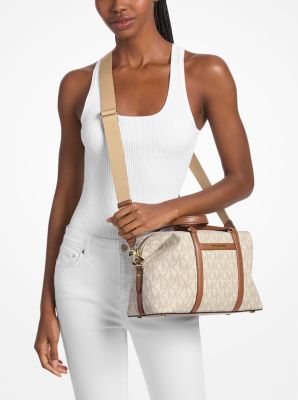 Henkeltasche Beck Medium mit Signature-Logomuster in VANILLE/LUGGAGE | Michael Kors