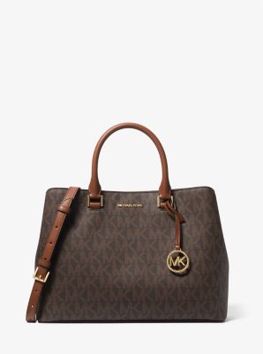 MICHAEL KORS SAVANNAH LARGE SIGNATURE LOGO SATCHEL