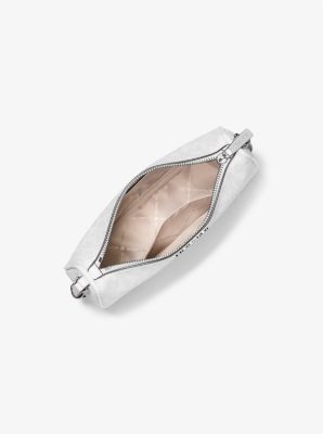 Pochette Jet Set Medium mit Signature-Logomuster in OPTIC WHITE/ALUMINIUM | Michael Kors