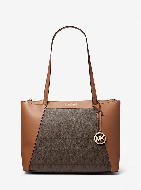 Maddie Medium Logo and Faux Leather Tote Bag - BROWN - 38H9CN2T2B