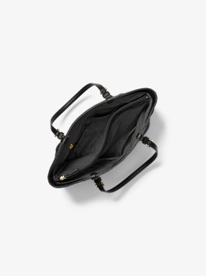 Michael Kors Jet Set Medium Pebbled Leather Shoulder Bag In Black